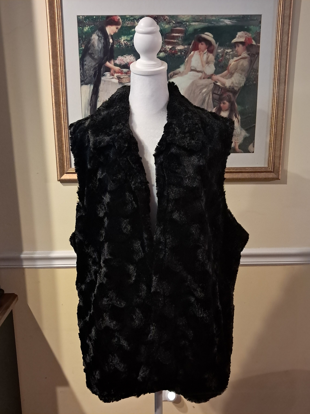 Southern Lady Women's Black Faux Fur Vest - Classic Cozy Layer Size 1X